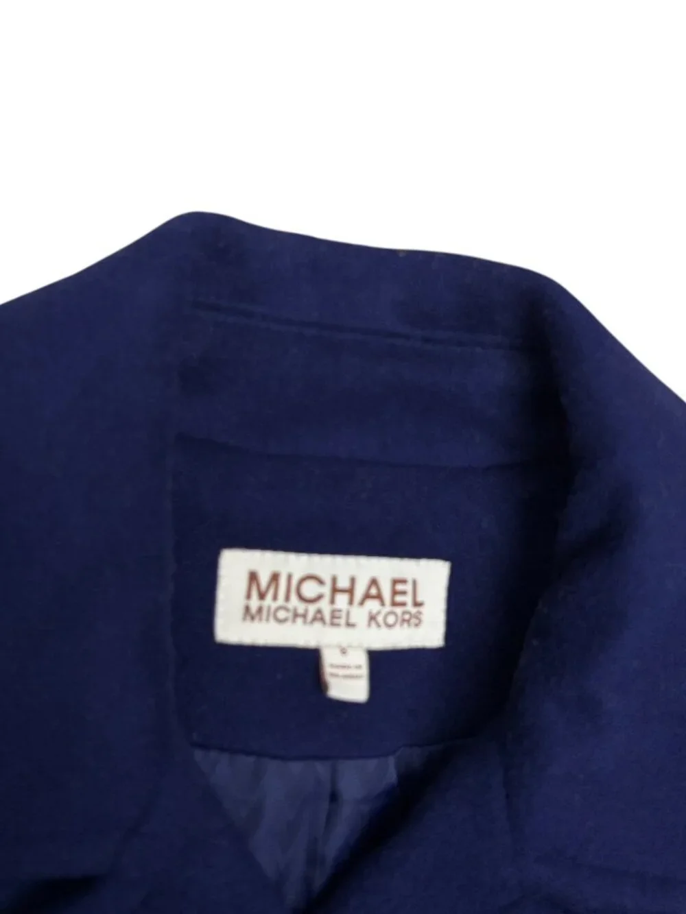 Michael Kors Wool Pea Coat Blue Business Casual Trench Jacket Womens 8